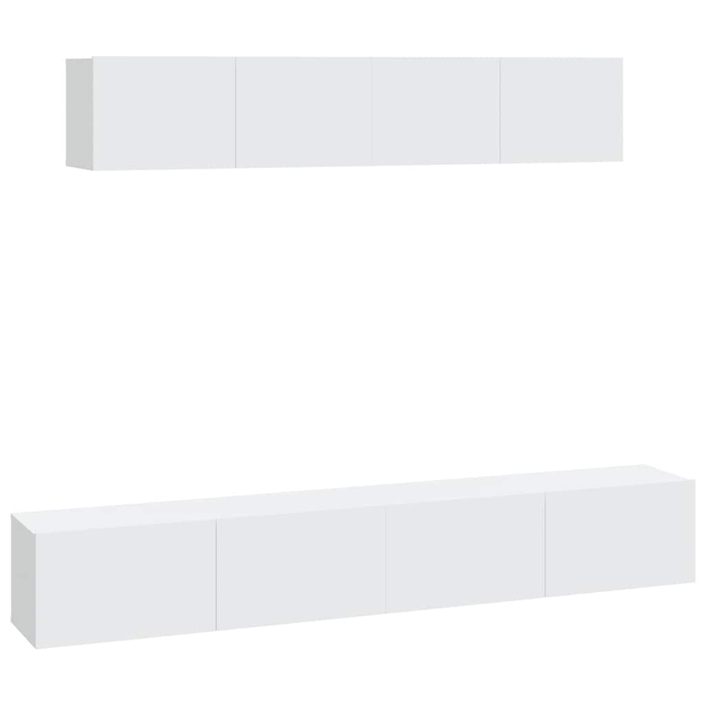 vidaXL 4 Piece TV Cabinet Set White Engineered Wood 2