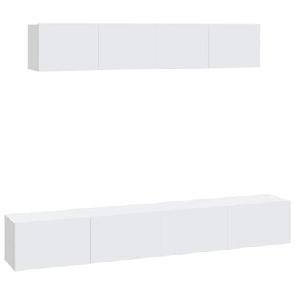 vidaXL 4 Piece TV Cabinet Set White Engineered Wood 2