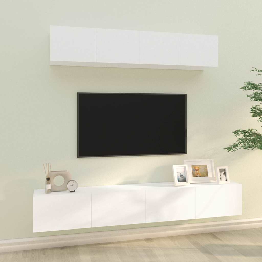 vidaXL 4 Piece TV Cabinet Set White Engineered Wood 1