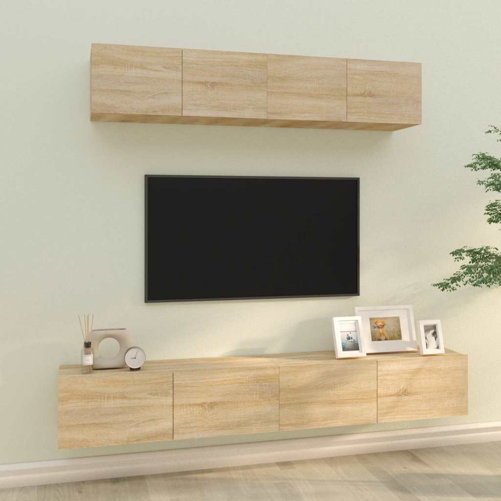 vidaXL 4 Piece TV Cabinet Set Sonoma Oak Engineered Wood 1