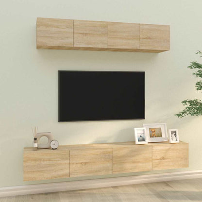 vidaXL 4 Piece TV Cabinet Set Sonoma Oak Engineered Wood 1