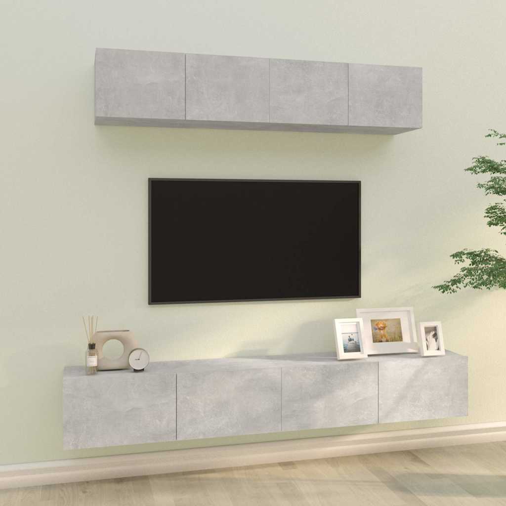vidaXL 4 Piece TV Cabinet Set Concrete Grey Engineered Wood 1