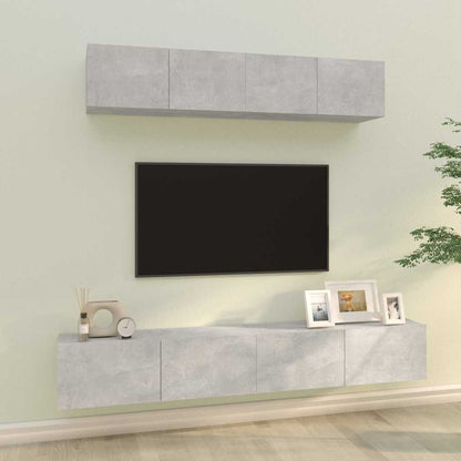 vidaXL 4 Piece TV Cabinet Set Concrete Grey Engineered Wood 1