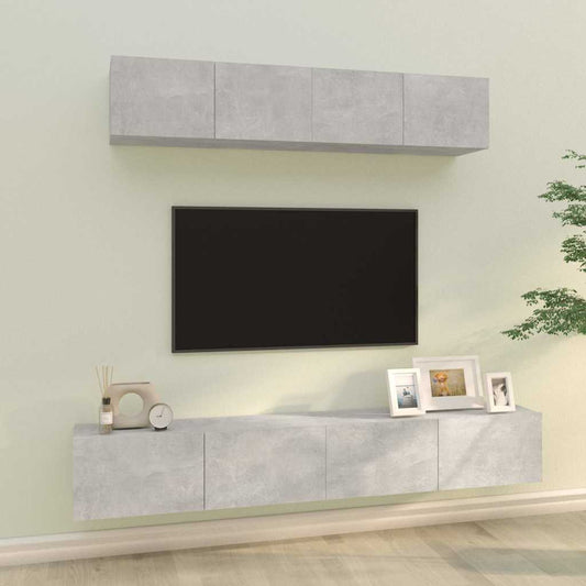 vidaXL 4 Piece TV Cabinet Set Concrete Grey Engineered Wood 1