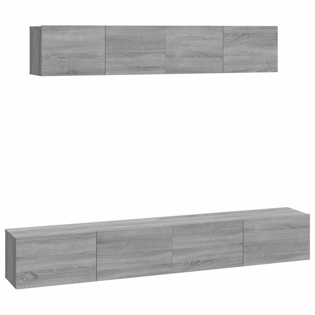 vidaXL 4 Piece TV Cabinet Set Grey Sonoma Engineered Wood 2