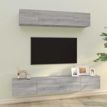 vidaXL 4 Piece TV Cabinet Set Grey Sonoma Engineered Wood 1