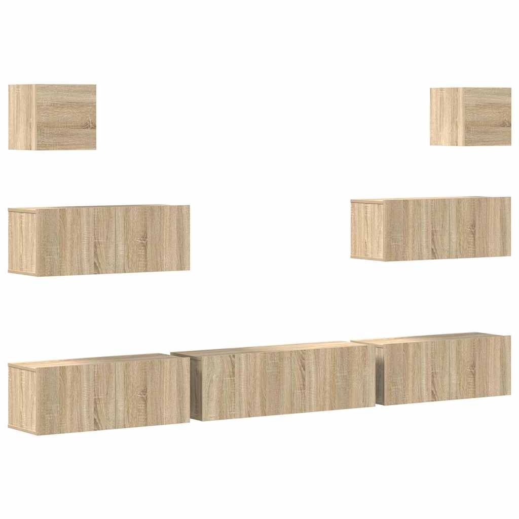 vidaXL 7 Piece TV Cabinet Set Sonoma Oak Engineered Wood 2