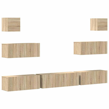 vidaXL 7 Piece TV Cabinet Set Sonoma Oak Engineered Wood 2