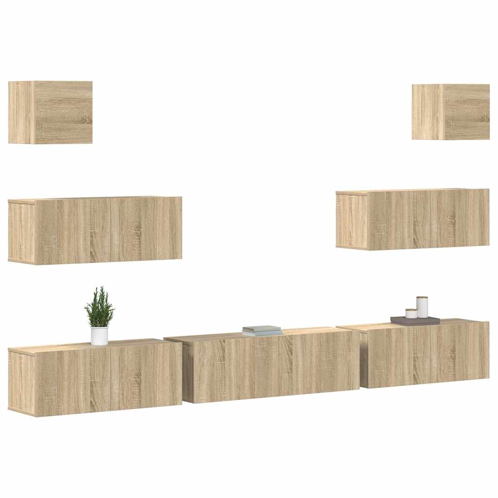 vidaXL 7 Piece TV Cabinet Set Sonoma Oak Engineered Wood 3