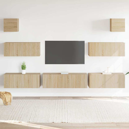 vidaXL 7 Piece TV Cabinet Set Sonoma Oak Engineered Wood 1