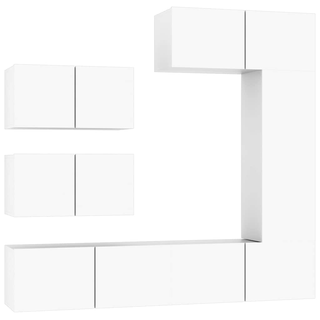 6 Piece TV Cabinet Set Engineered Wood Width 80 cm White