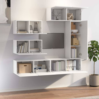 6 Piece TV Cabinet Set Engineered Wood Width 80 cm White