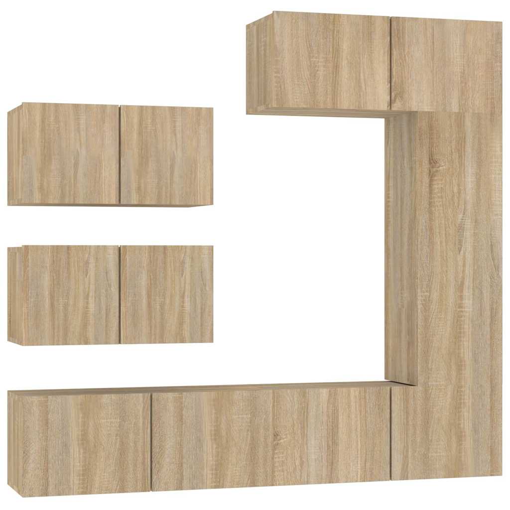 vidaXL 6 Piece TV Cabinet Set Sonoma Oak Engineered Wood 2
