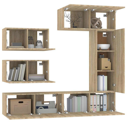vidaXL 6 Piece TV Cabinet Set Sonoma Oak Engineered Wood 4