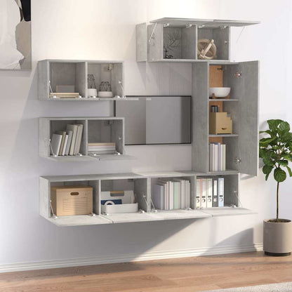 6 Piece TV Cabinet Set Engineered Wood Width 80 cm Concrete grey