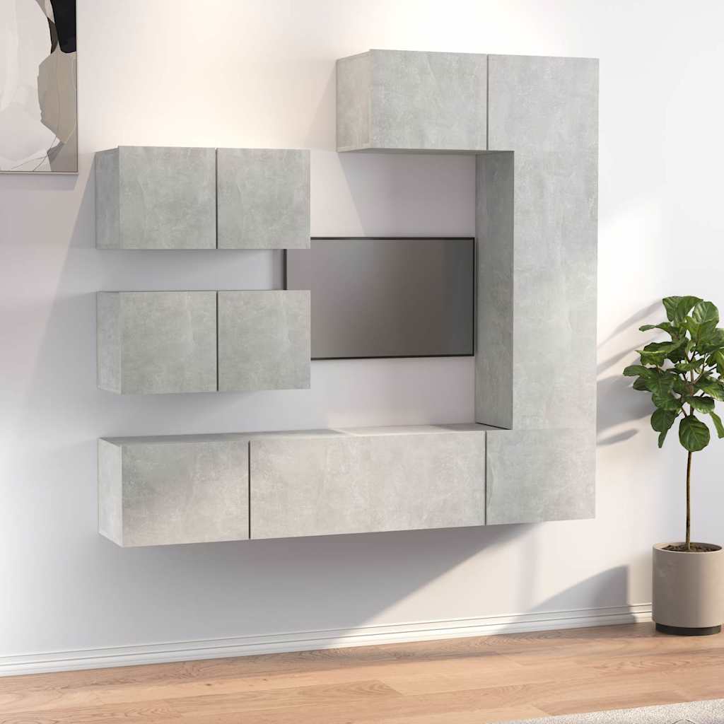 6 Piece TV Cabinet Set Engineered Wood Width 80 cm Concrete grey