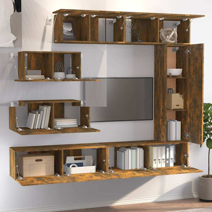 vidaXL 7 Piece TV Cabinet Set Smoked Oak Engineered Wood 3