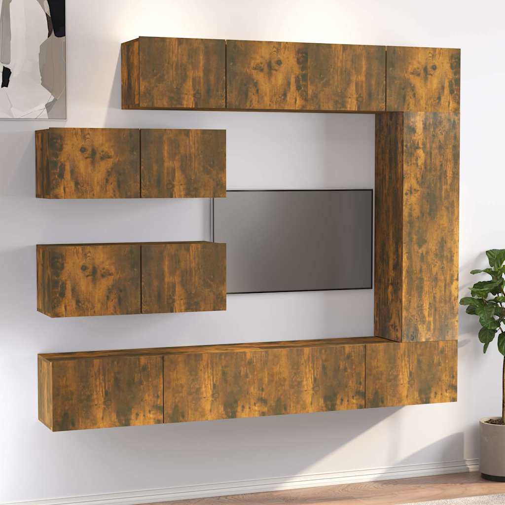vidaXL 7 Piece TV Cabinet Set Smoked Oak Engineered Wood 1