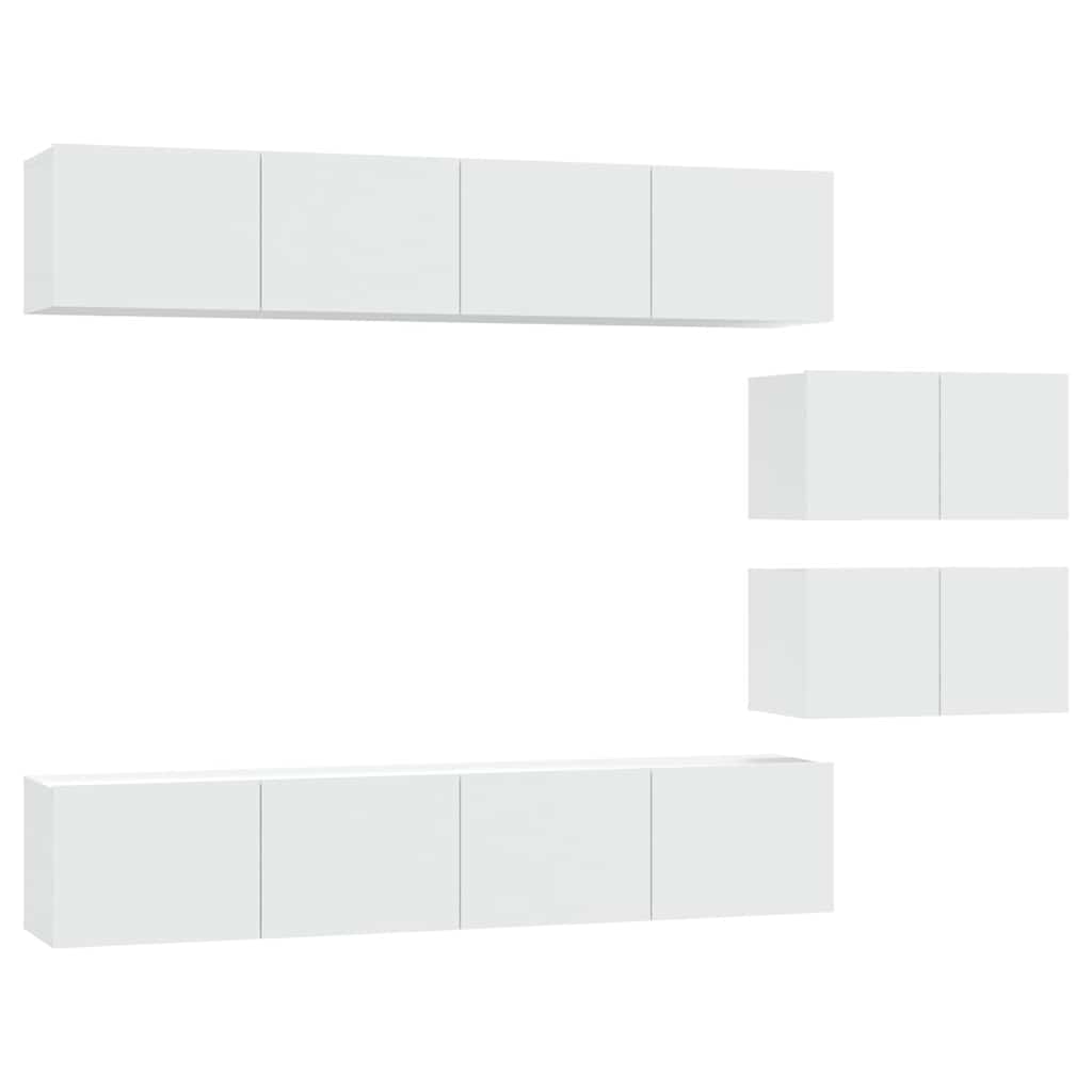 vidaXL 4 Piece TV Cabinet Set White Engineered Wood 2