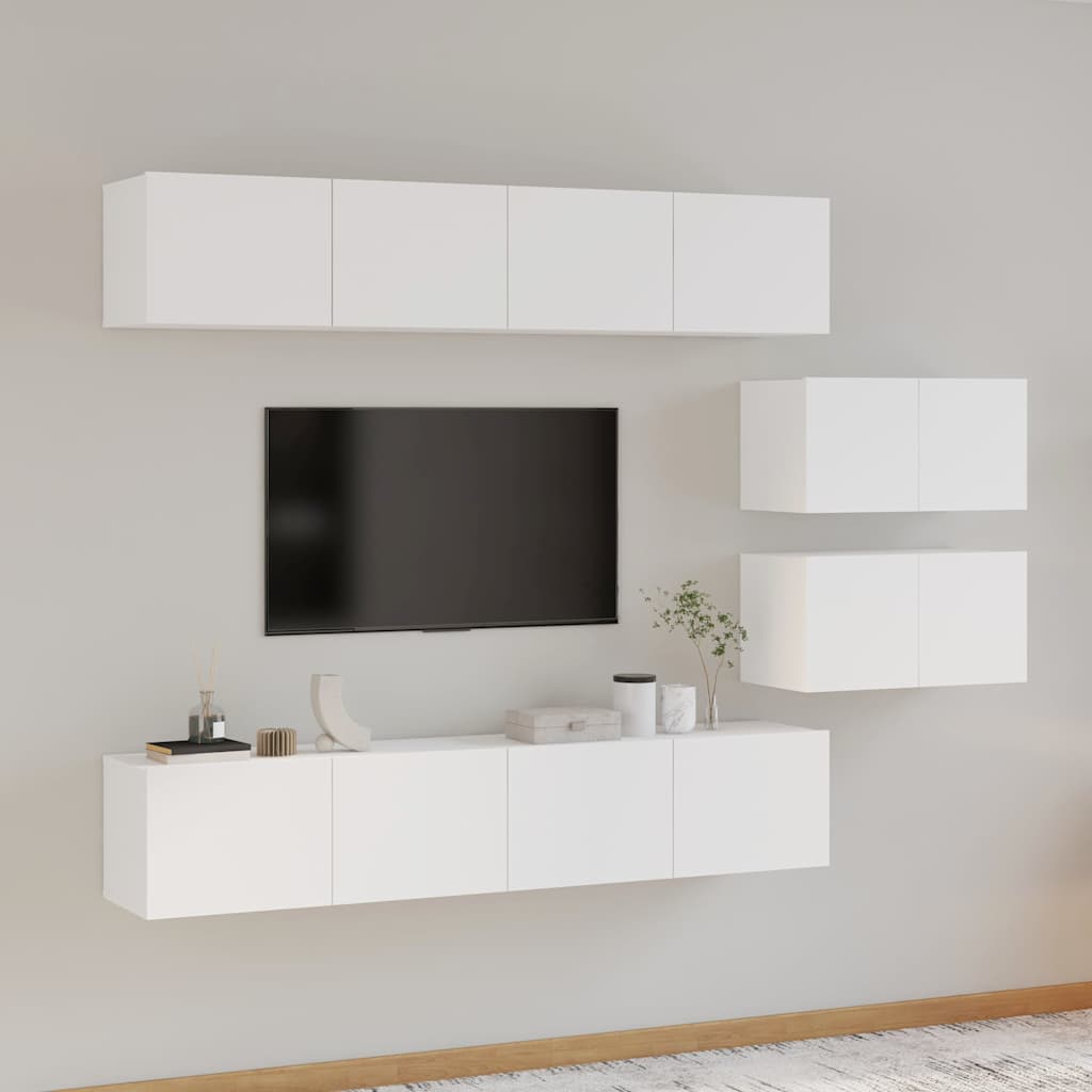 vidaXL 4 Piece TV Cabinet Set White Engineered Wood 1