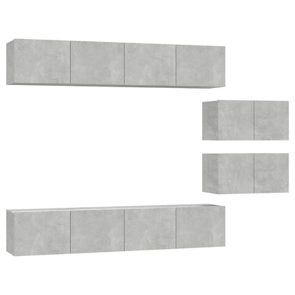 vidaXL 6 Piece TV Cabinet Set Concrete Grey Engineered Wood 2