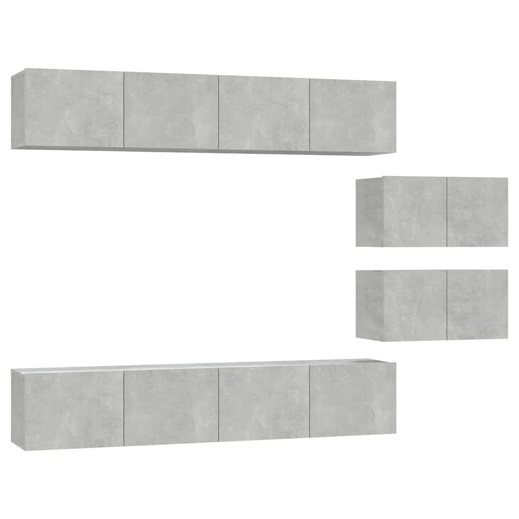 6 Piece TV Cabinet Set Engineered Wood Concrete grey