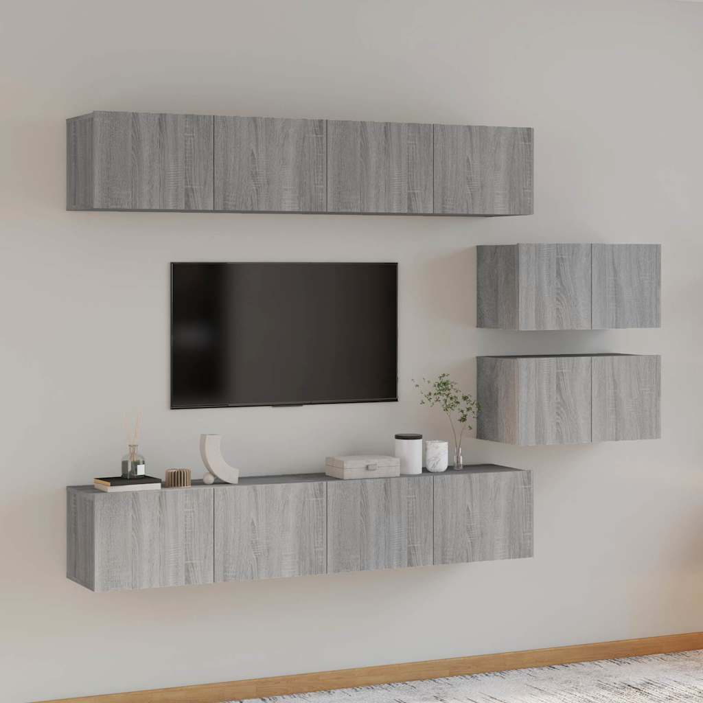 vidaXL 6 Piece TV Cabinet Set Engineered Wood
