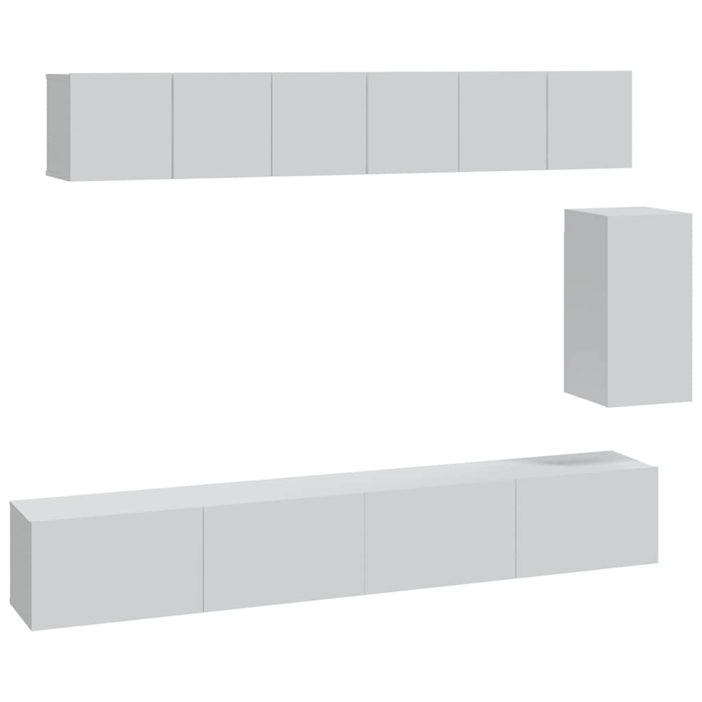 vidaXL 6 Piece TV Cabinet Set White Engineered Wood 2
