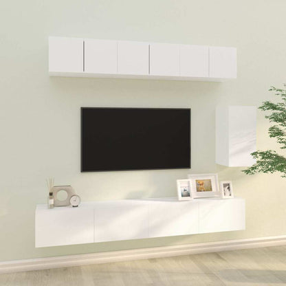 vidaXL 6 Piece TV Cabinet Set White Engineered Wood 1