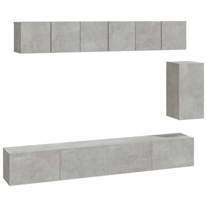 6 Piece TV Cabinet Set Engineered Wood Concrete grey