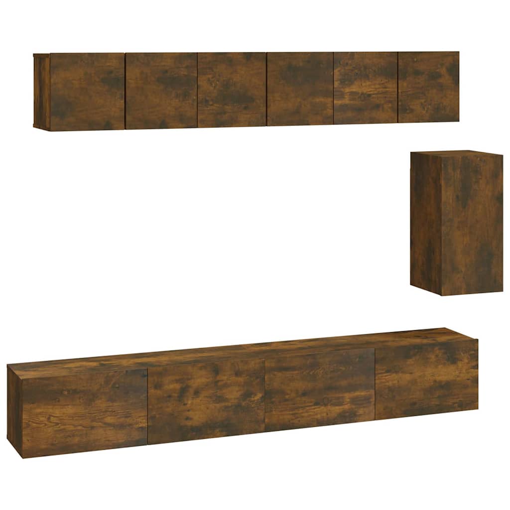 vidaXL 6 Piece TV Cabinet Set Smoked Oak Engineered Wood 2