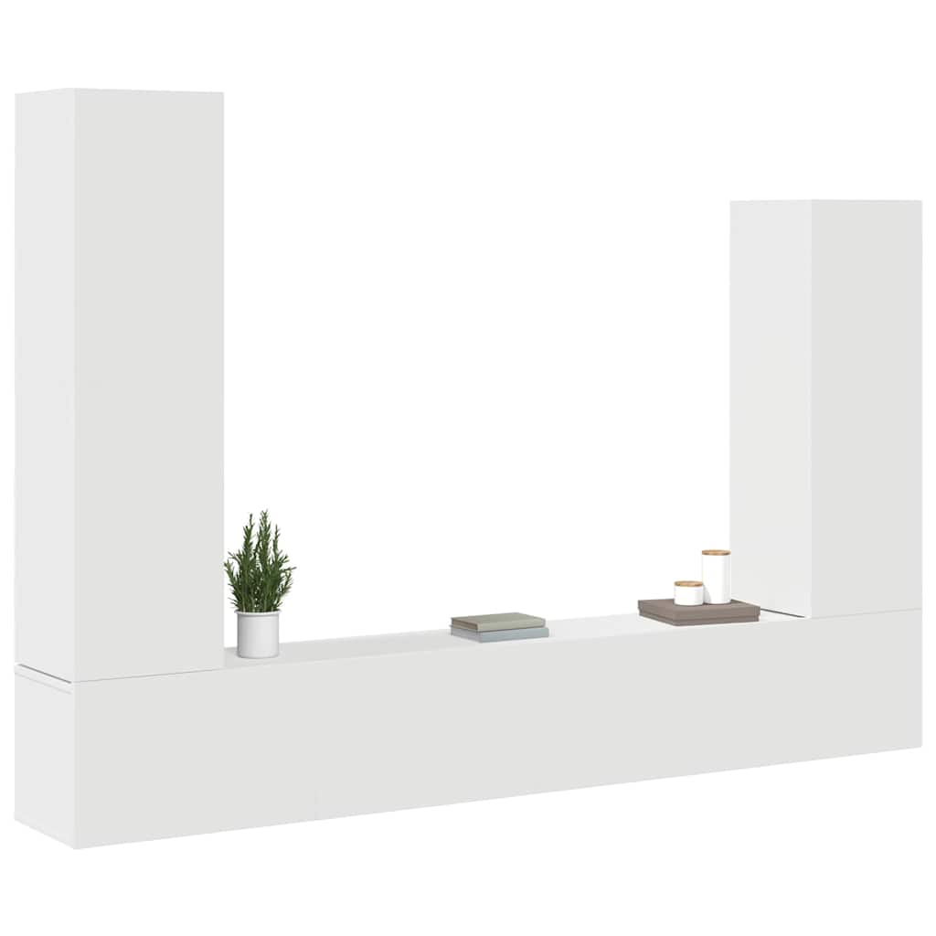 vidaXL 4 Piece TV Cabinet Set White Engineered Wood 3