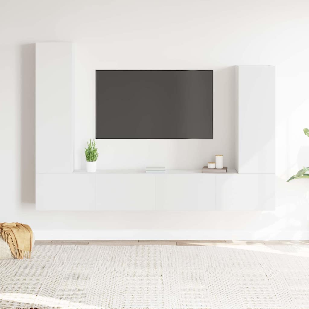 vidaXL 4 Piece TV Cabinet Set White Engineered Wood 1