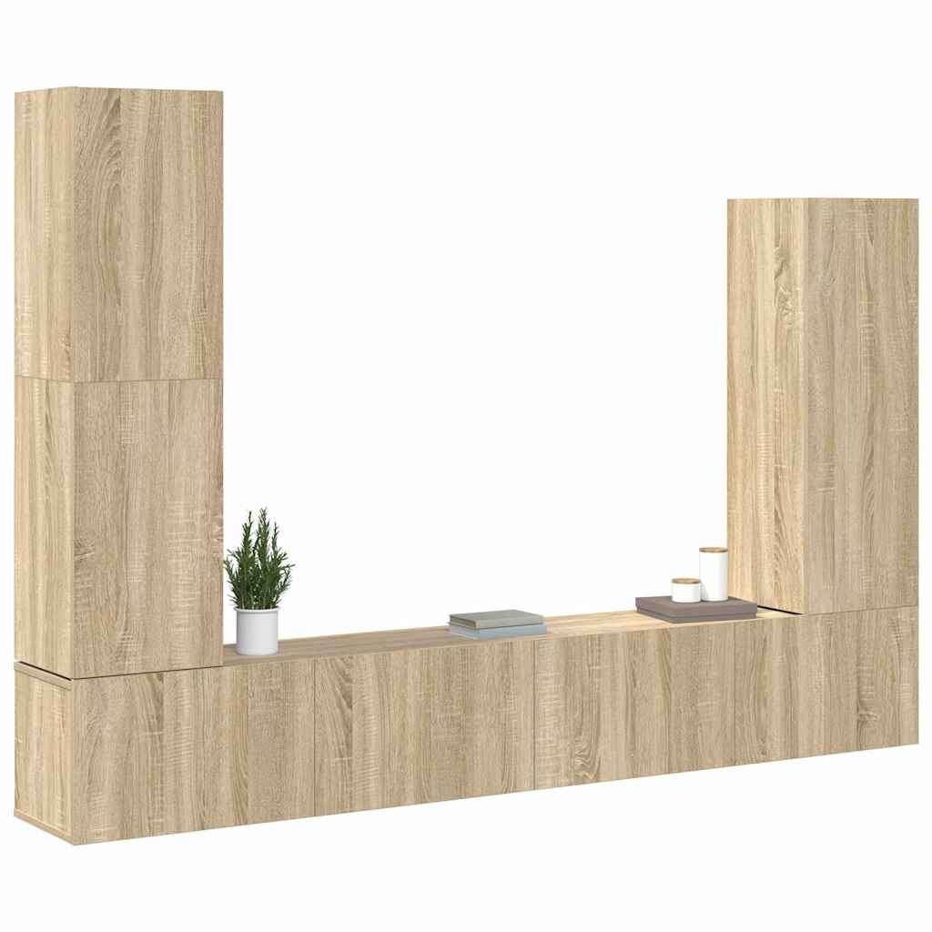 vidaXL 4 Piece TV Cabinet Set Sonoma Oak Engineered Wood 3