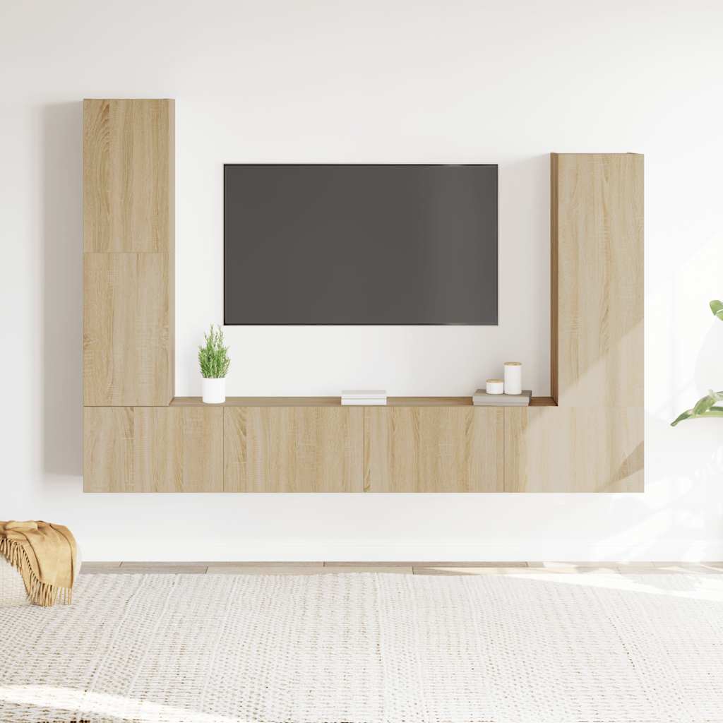 vidaXL 4 Piece TV Cabinet Set Sonoma Oak Engineered Wood 1