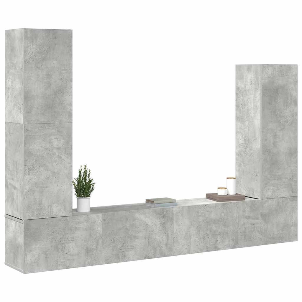 vidaXL 4 Piece TV Cabinet Set Concrete Grey Engineered Wood 3