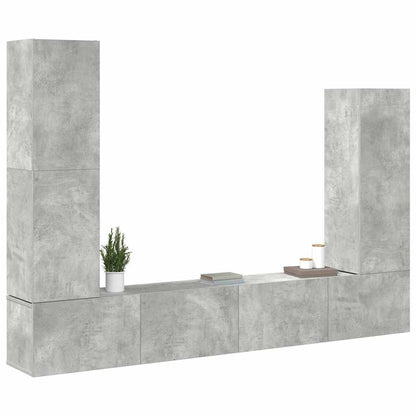 vidaXL 4 Piece TV Cabinet Set Concrete Grey Engineered Wood 3