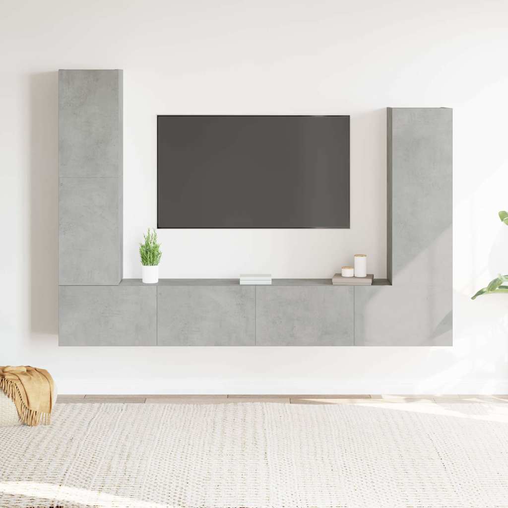 vidaXL 4 Piece TV Cabinet Set Concrete Grey Engineered Wood 1