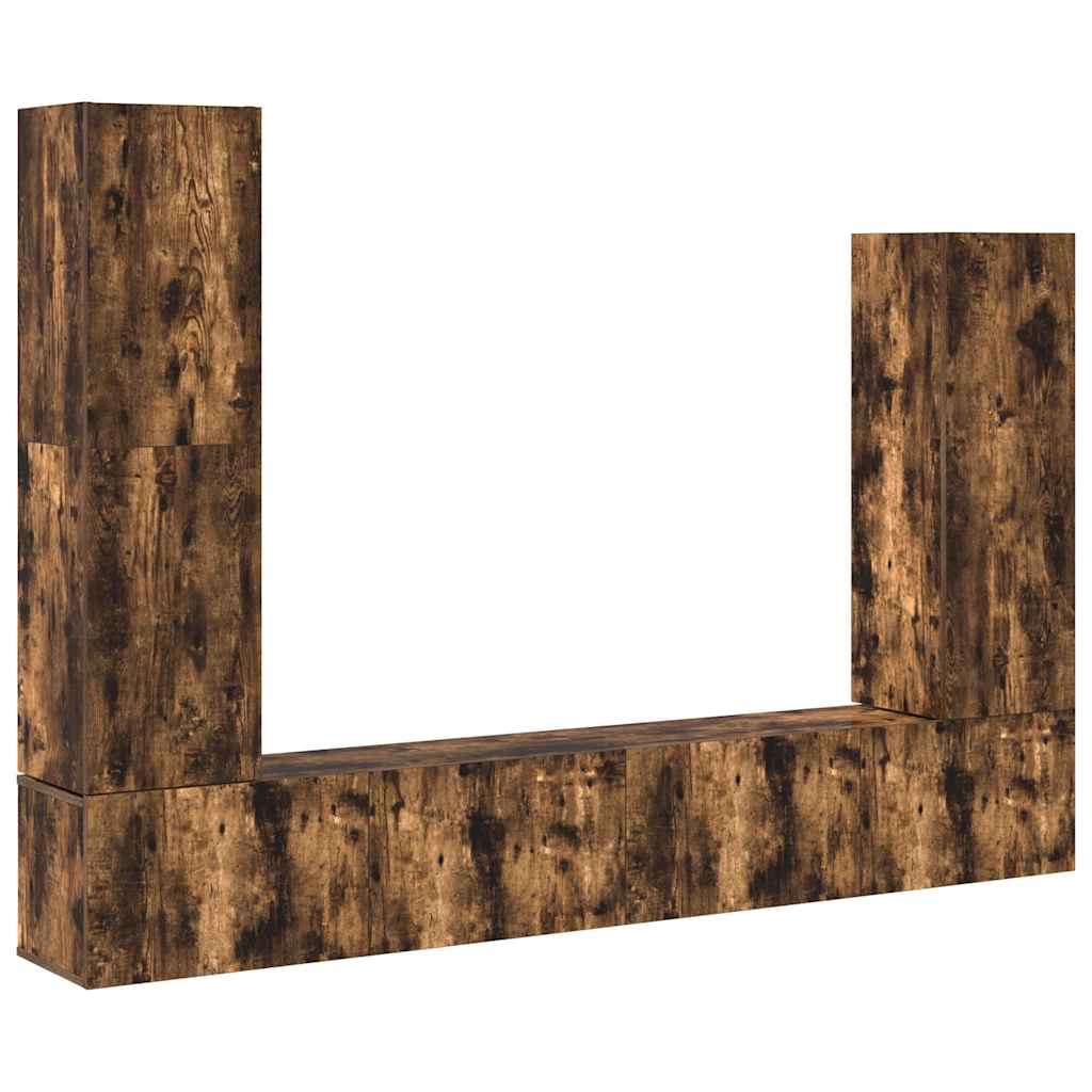vidaXL 4 Piece TV Cabinet Set Smoked Oak Engineered Wood 2
