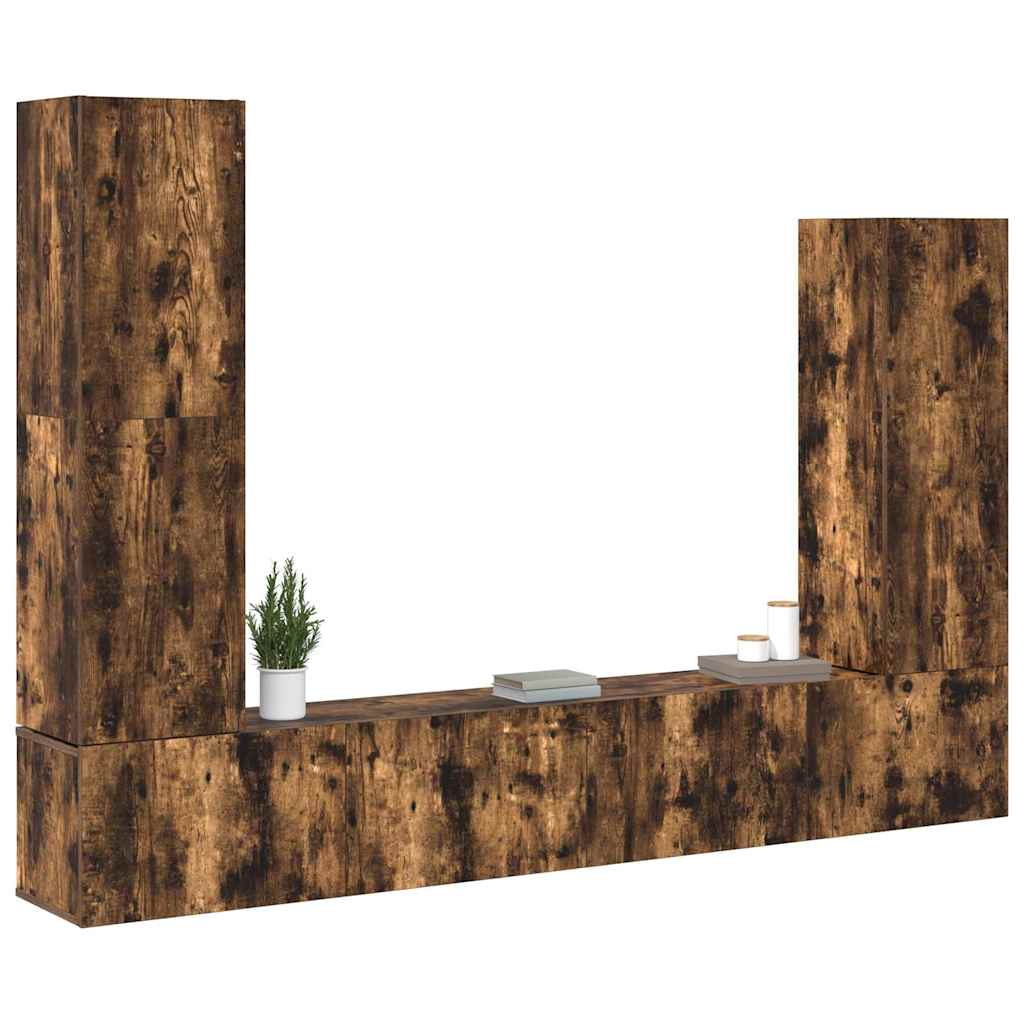vidaXL 4 Piece TV Cabinet Set Smoked Oak Engineered Wood 3