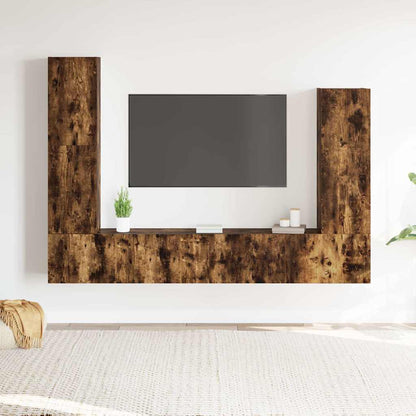vidaXL 4 Piece TV Cabinet Set Smoked Oak Engineered Wood 1