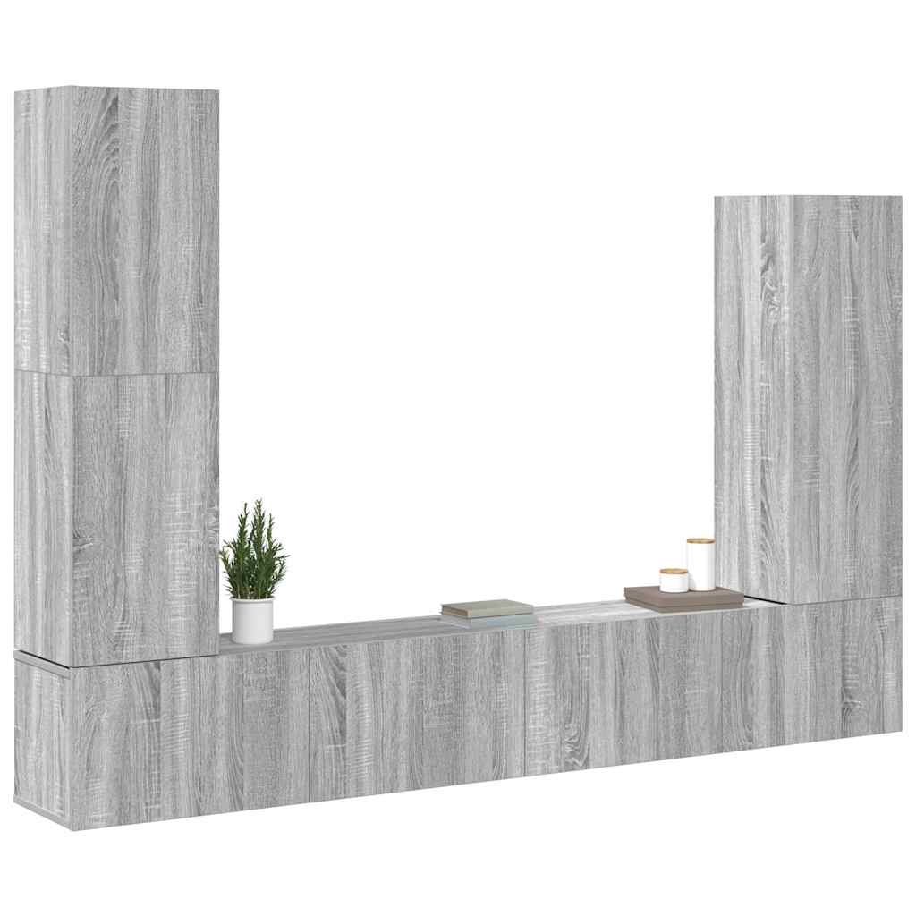 vidaXL 4 Piece TV Cabinet Set Grey Sonoma Engineered Wood 3
