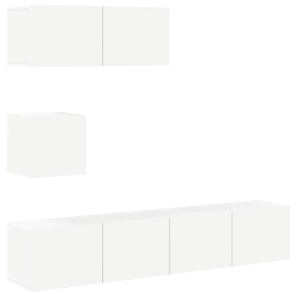 4 Piece TV Cabinet Set Engineered Wood Width 80 cm White