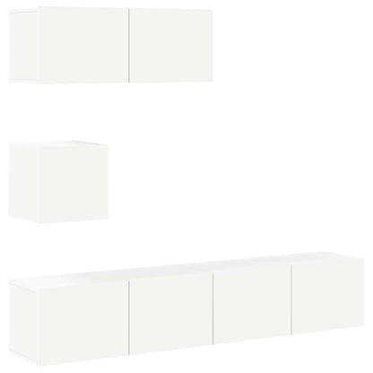4 Piece TV Cabinet Set Engineered Wood Width 80 cm White