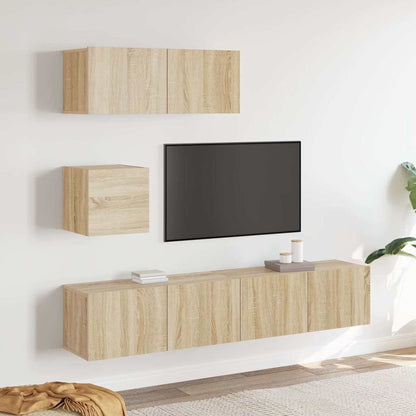 4 Piece TV Cabinet Set Engineered Wood Width 80 cm Sonoma oak