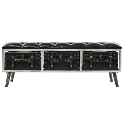 vidaXL Storage Bench 110 cm Black Faux Leather 3