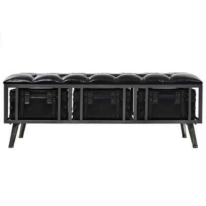 vidaXL Storage Bench 110 cm Black Faux Leather 5