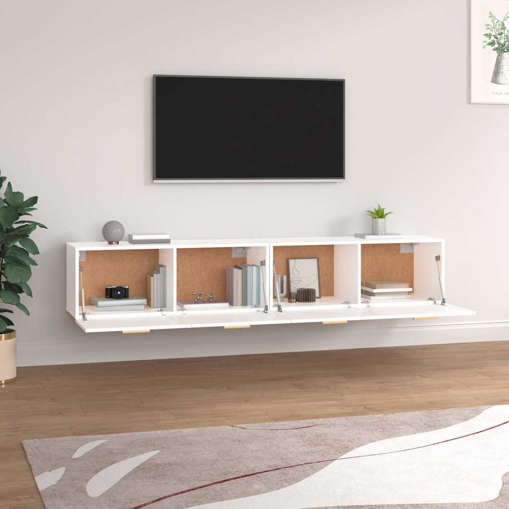 Wall Cabinets 2 pcs 60x36.5x35 cm Engineered Wood White 100 cm