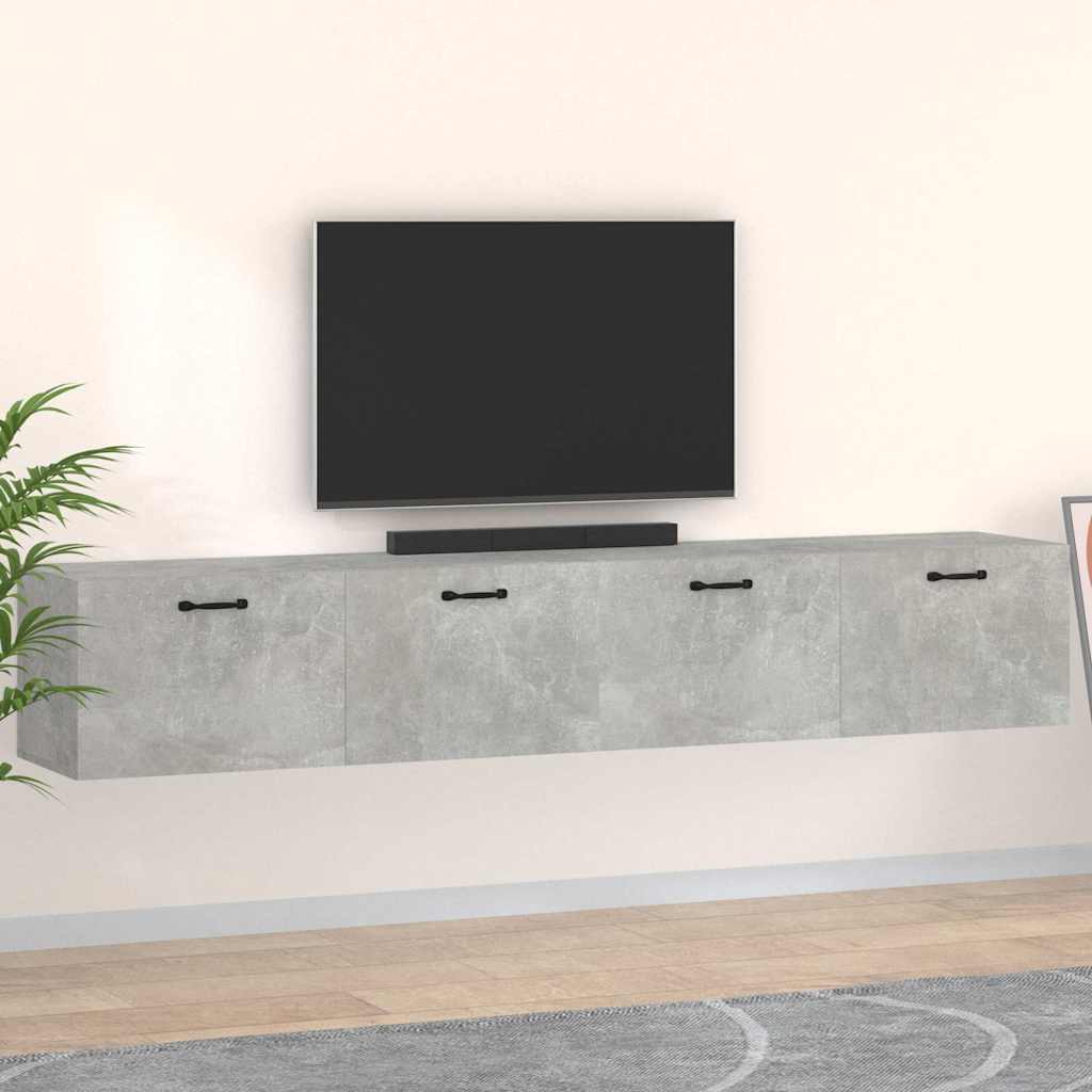 Wall Cabinets 2 pcs 60x36.5x35 cm Engineered Wood Concrete grey 100 cm