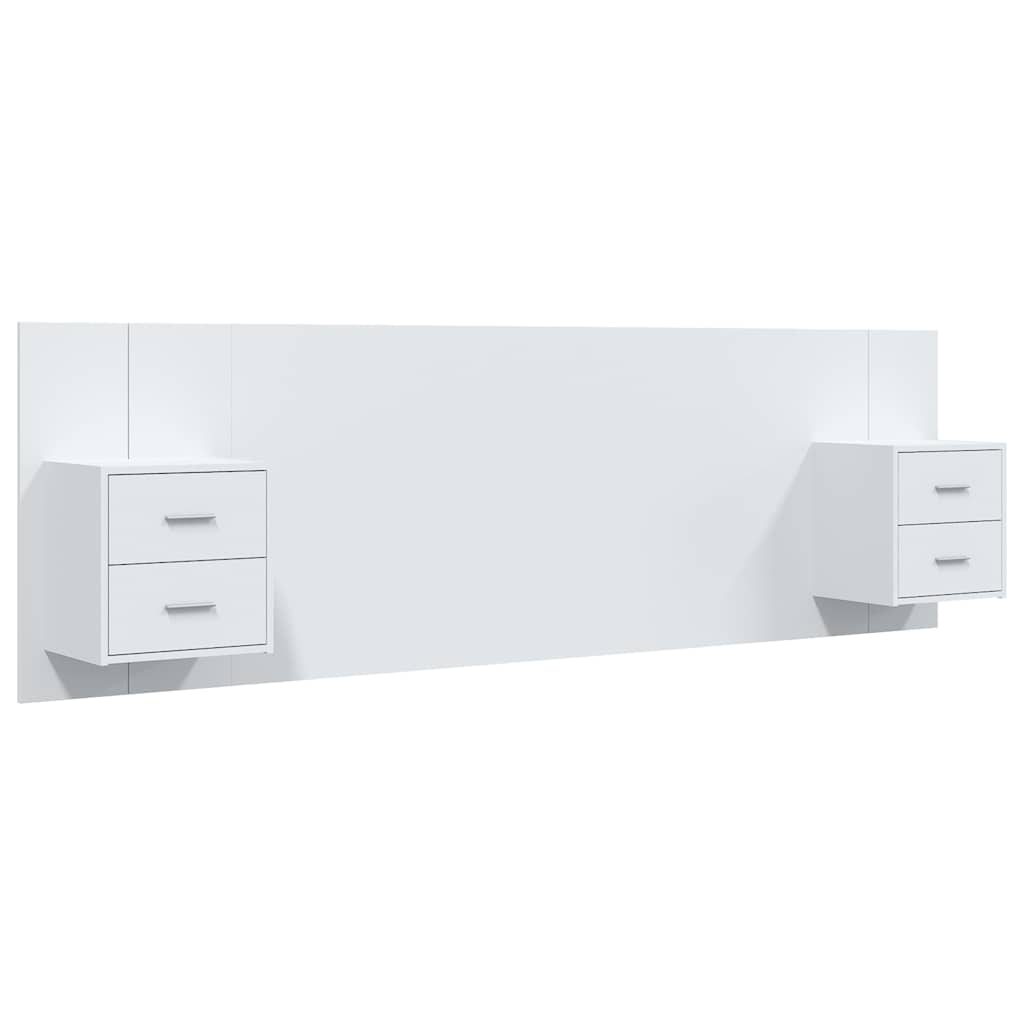 vidaXL Bed Headboard with Cabinets White Engineered Wood 2